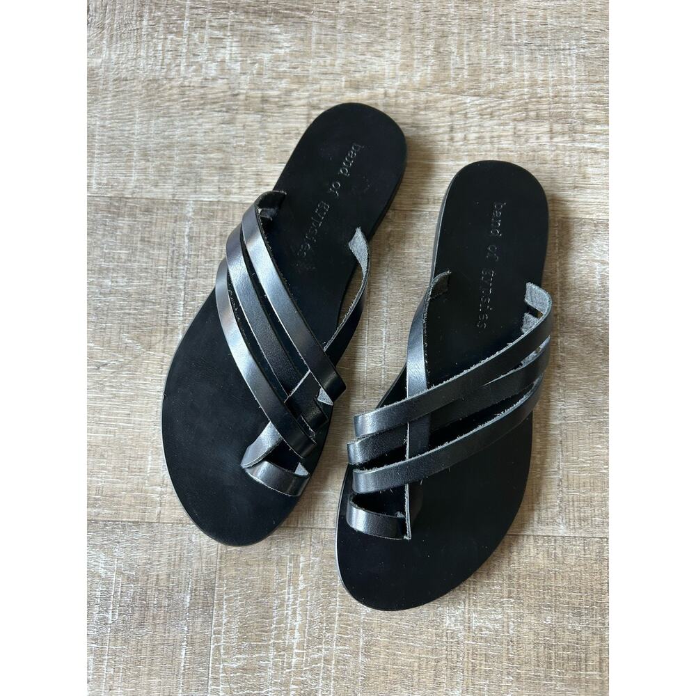 Band Of Gypsies Black Leather Strappy Slide Sandals Women’s 8 NWOT Boho